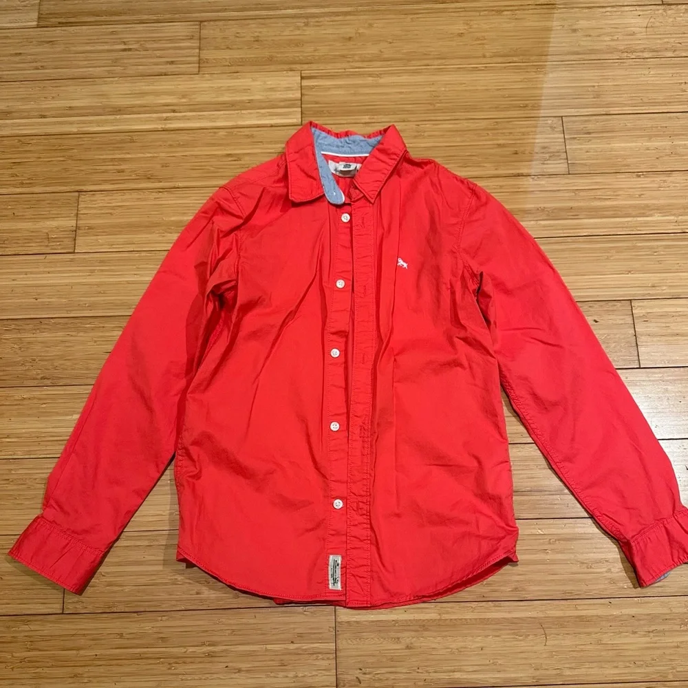H&M LOGG Boys Red Button Down Shirt Long Sleeve Size 11-12